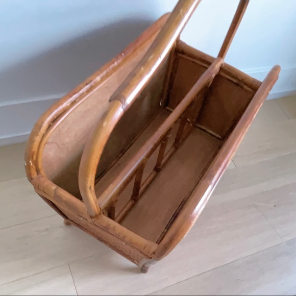 Vintage Rattan & Wicker Magazine Holder Rack 1970s - Picture 5 of 11